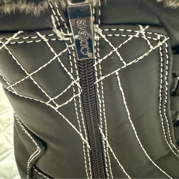 Sporto Black Winter Zip-Up/Toggle Boots with Gray Faux Fur Trim Size 8 - Picture 12 of 13